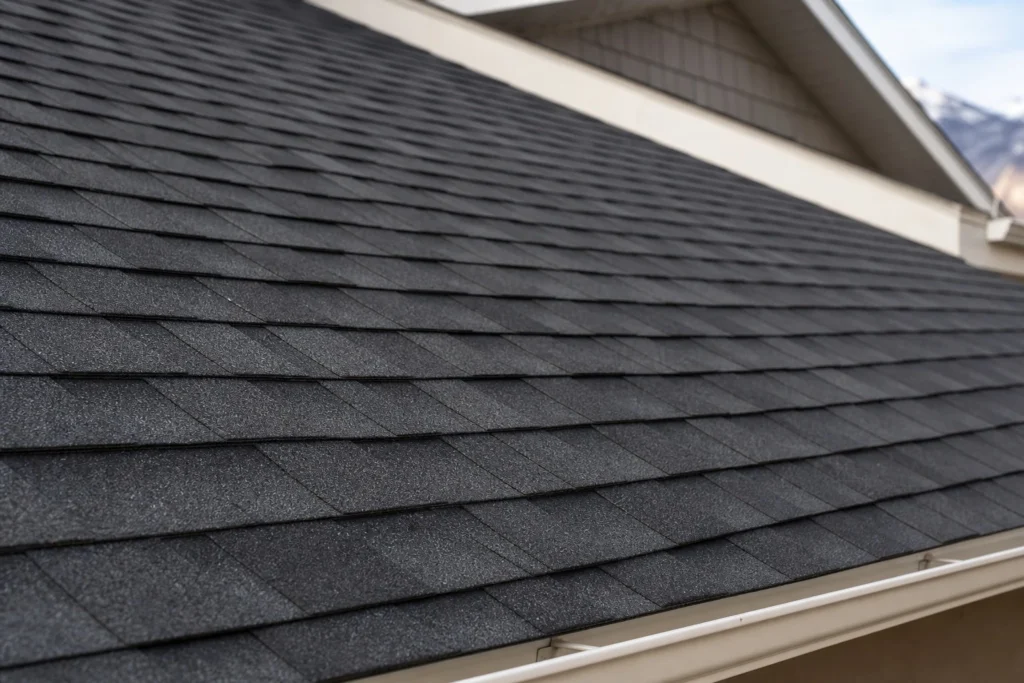 Fresh architectural asphalt shingles installed on a South Valley Utah home