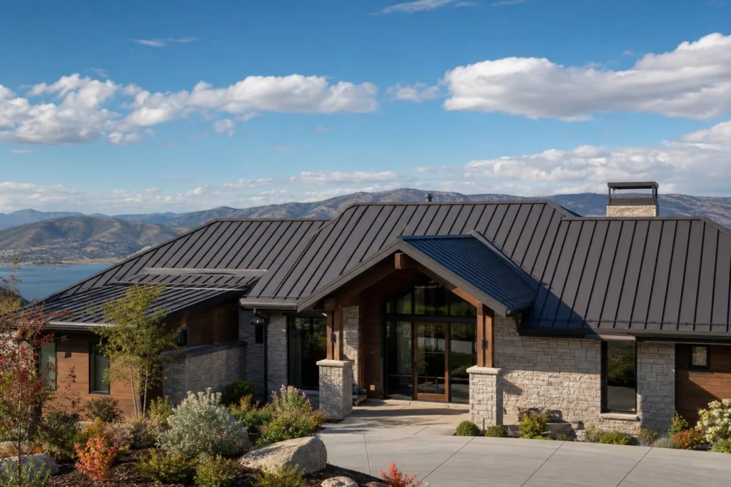 Standing seam metal roof on a residential home in Salt Lake County Utah